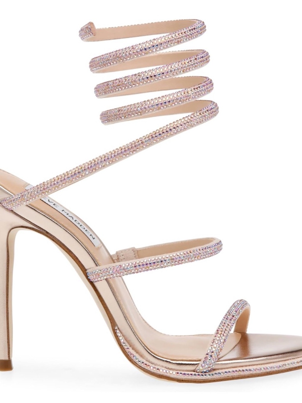 Steve Madden Exotica Heel Rose Gold Spiral Crystal Wrap Heels